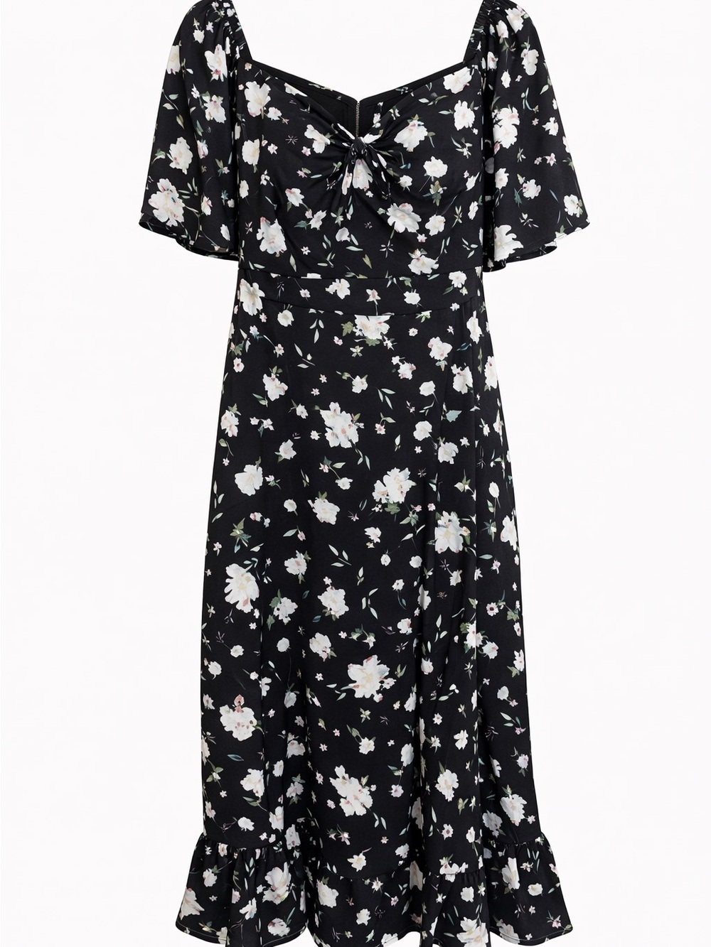 SHEIN Black White Floral Midi Dress